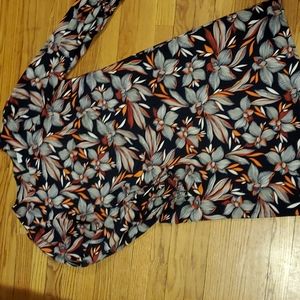 London Style Floral Dress - Black, Orange, Gray